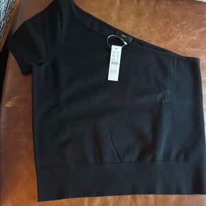 J. Crew Black One-Shoulder Top